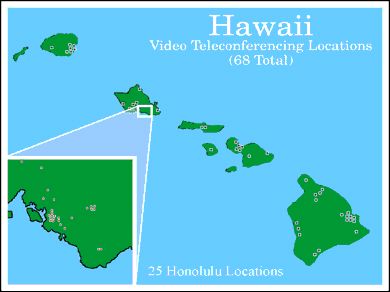 composite of Hawaii video conference center maps